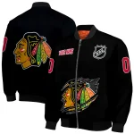 personalized chicago blackhawks claw cut black bomber jacket best selling
