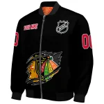 personalized chicago blackhawks claw cut black bomber jacket best selling