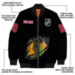 personalized chicago blackhawks claw cut black bomber jacket best selling