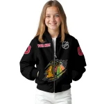 personalized chicago blackhawks claw cut black bomber jacket best selling
