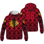 personalized chicago blackhawks geometric blossom red windbreaker jacket best selling