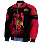 personalized chicago blackhawks reaper hands red black bomber jacket best selling