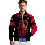 personalized chicago blackhawks reaper hands red black bomber jacket best selling