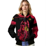 personalized chicago blackhawks reaper hands red black bomber jacket best selling