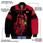 personalized chicago blackhawks reaper hands red black bomber jacket best selling