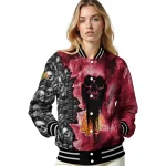 personalized chicago blackhawks skull cluster red varsity jacket best selling