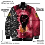 personalized chicago blackhawks skull cluster red varsity jacket best selling