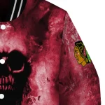 personalized chicago blackhawks skull cluster red varsity jacket best selling