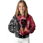 personalized chicago blackhawks skull cluster red varsity jacket best selling