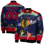 personalized chicago blackhawks spongebob playtime red blue bomber jacket best selling