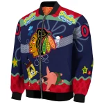 personalized chicago blackhawks spongebob playtime red blue bomber jacket best selling