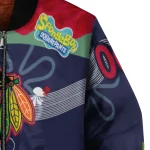 personalized chicago blackhawks spongebob playtime red blue bomber jacket best selling