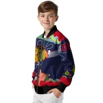 personalized chicago blackhawks spongebob playtime red blue bomber jacket best selling