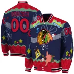 personalized chicago blackhawks spongebob playtime red blue varsity jacket best selling