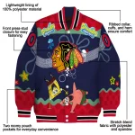 personalized chicago blackhawks spongebob playtime red blue varsity jacket best selling
