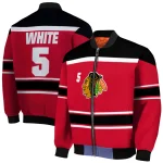 personalized chicago blackhawks stripe statement red black bomber jacket best selling