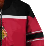 personalized chicago blackhawks stripe statement red black bomber jacket best selling