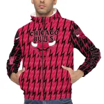 personalized chicago bulls lightning strike grid red windbreaker jacket best selling