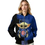 personalized chicago cubs adorable yoda blue black bomber jacket best selling