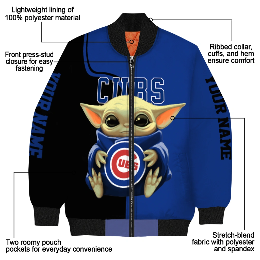 personalized chicago cubs adorable yoda blue black bomber jacket new arrival personalized chicago cubs adorable yoda blue black bomber jacket new arrival