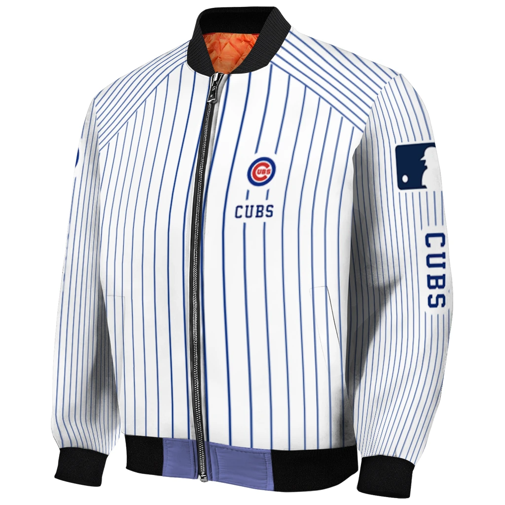 personalized chicago cubs athlete pinstripes white bomber jacket fashion forward personalized chicago cubs athlete pinstripes white bomber jacket fashion forward
