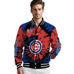 personalized chicago cubs burst splatter blue varsity jacket best selling