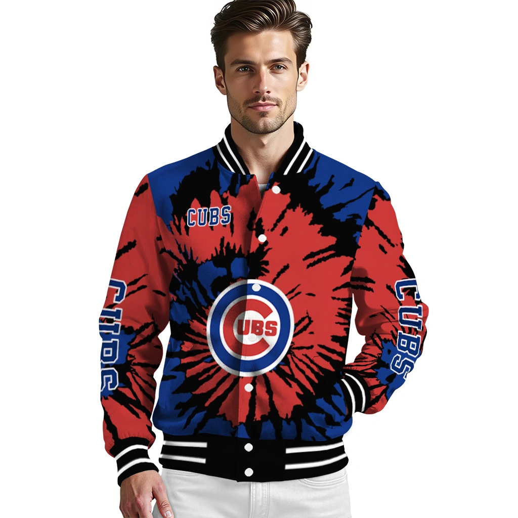 personalized chicago cubs burst splatter blue varsity jacket high quality personalized chicago cubs burst splatter blue varsity jacket high quality