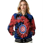 personalized chicago cubs burst splatter blue varsity jacket best selling