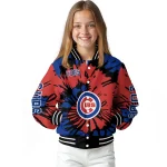 personalized chicago cubs burst splatter blue varsity jacket best selling
