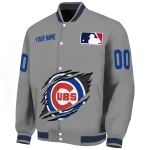 personalized chicago cubs claw rend grey varsity jacket best selling