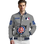 personalized chicago cubs claw rend grey varsity jacket best selling