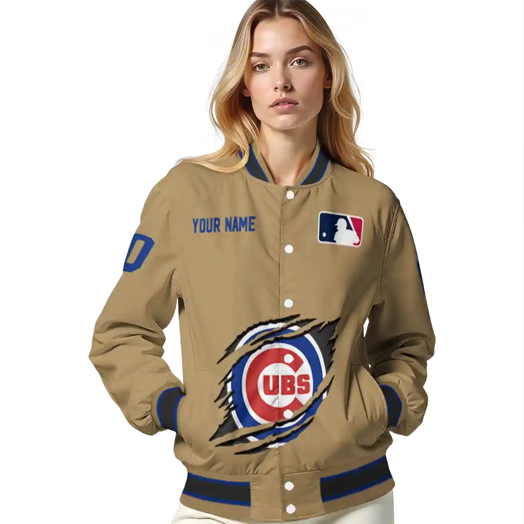 personalized chicago cubs claw swipe beige varsity jacket latest model personalized chicago cubs claw swipe beige varsity jacket latest model