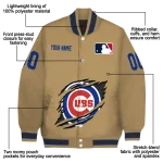 personalized chicago cubs claw swipe beige varsity jacket best selling