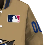 personalized chicago cubs claw swipe beige varsity jacket best selling