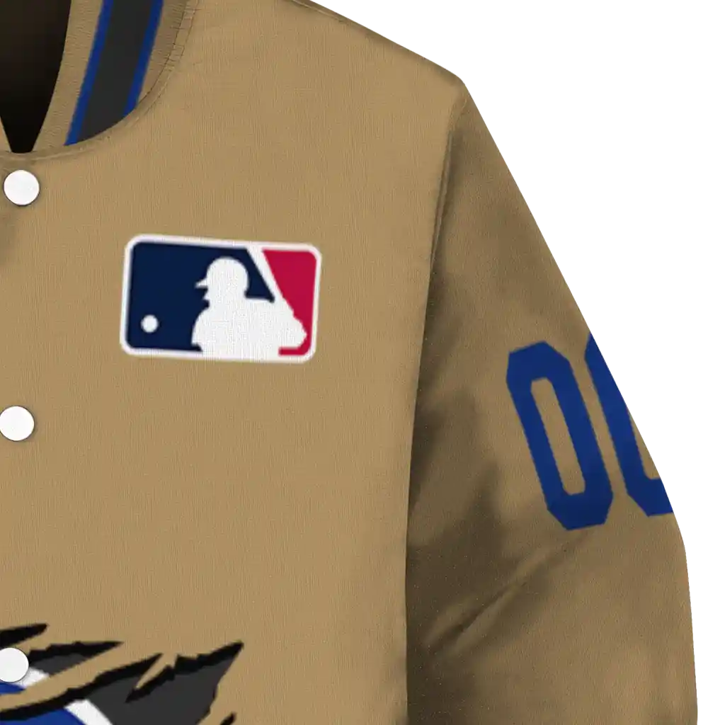 personalized chicago cubs claw swipe beige varsity jacket premium grade personalized chicago cubs claw swipe beige varsity jacket premium grade