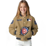personalized chicago cubs claw swipe beige varsity jacket best selling