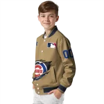 personalized chicago cubs claw swipe beige varsity jacket best selling