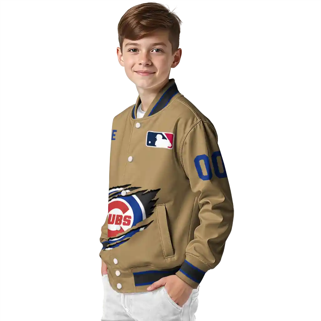 personalized chicago cubs claw swipe beige varsity jacket trendy personalized chicago cubs claw swipe beige varsity jacket trendy