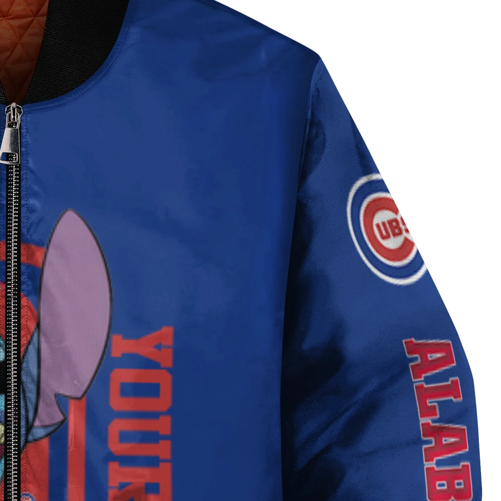 personalized chicago cubs stitch laughing blue bomber jacket premium grade personalized chicago cubs stitch laughing blue bomber jacket premium grade