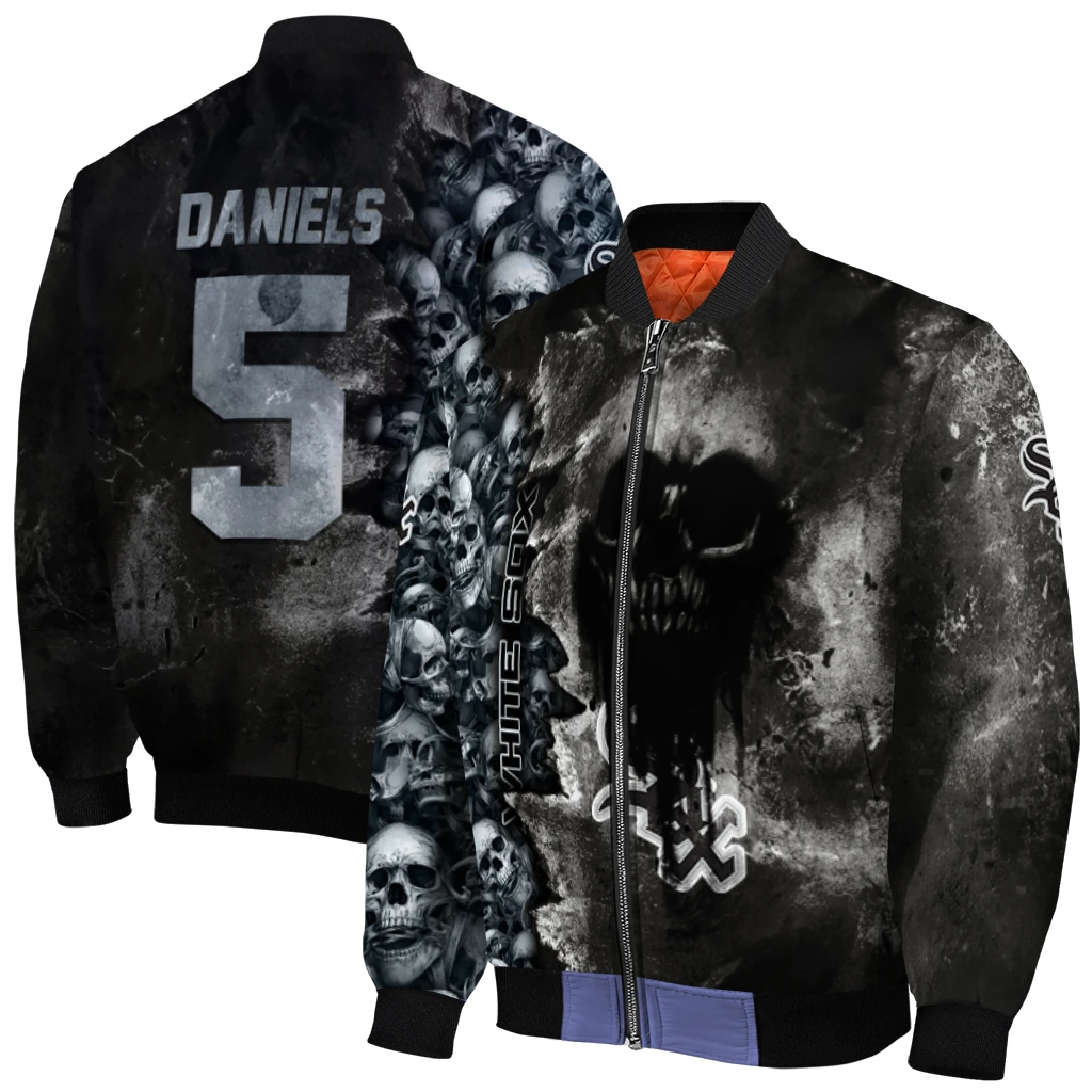 personalized chicago white sox skull cluster black bomber jacket best selling personalized chicago white sox skull cluster black bomber jacket best selling