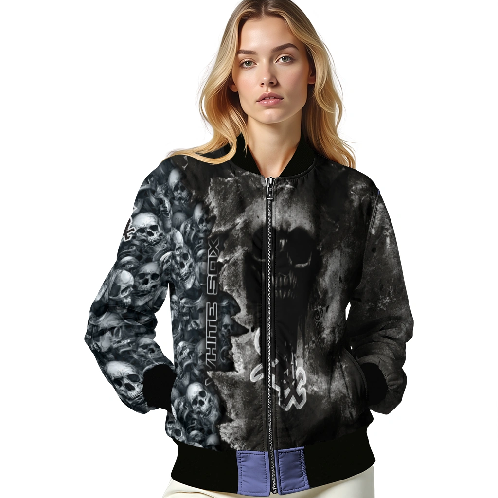 personalized chicago white sox skull cluster black bomber jacket latest model personalized chicago white sox skull cluster black bomber jacket latest model
