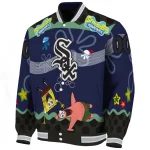 personalized chicago white sox spongebob playtime black blue varsity jacket best selling