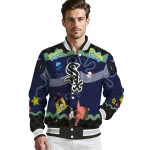 personalized chicago white sox spongebob playtime black blue varsity jacket best selling