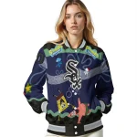 personalized chicago white sox spongebob playtime black blue varsity jacket best selling