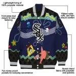 personalized chicago white sox spongebob playtime black blue varsity jacket best selling
