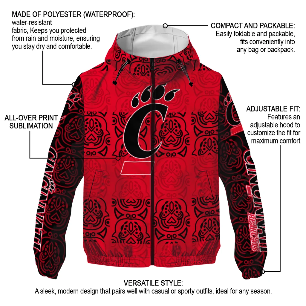 personalized cincinnati bearcats cat eyes red windbreaker jacket new arrival personalized cincinnati bearcats cat eyes red windbreaker jacket new arrival