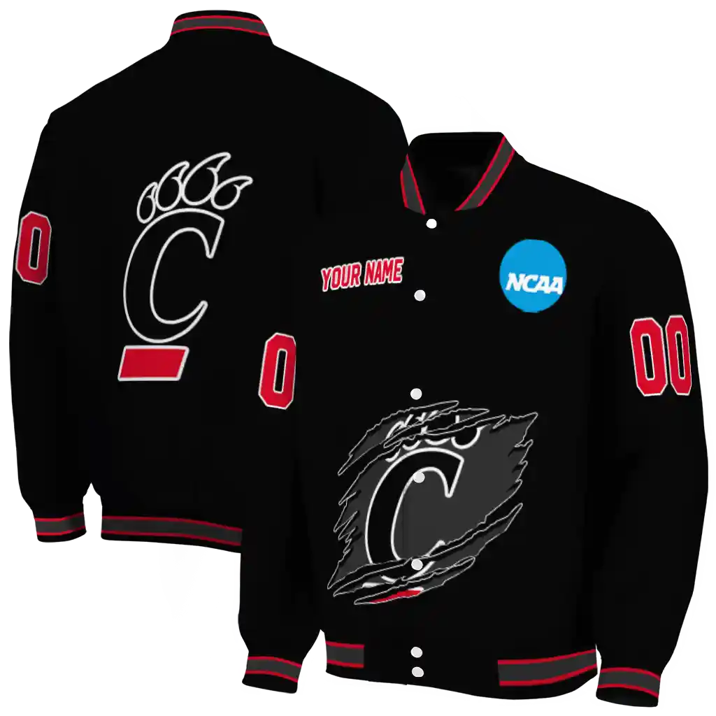 personalized cincinnati bearcats claw shred black varsity jacket fashion forward personalized cincinnati bearcats claw shred black varsity jacket fashion forward