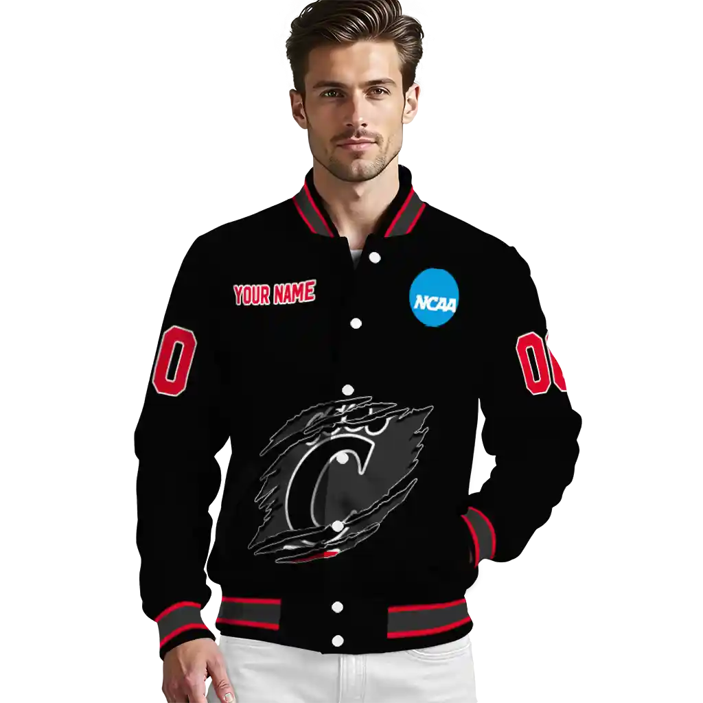 personalized cincinnati bearcats claw shred black varsity jacket high quality personalized cincinnati bearcats claw shred black varsity jacket high quality