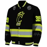 personalized cincinnati bearcats heartbeat accent black green varsity jacket best selling
