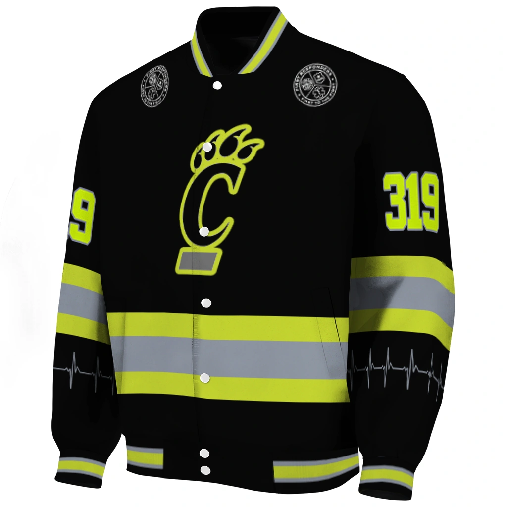 personalized cincinnati bearcats heartbeat accent black green varsity jacket best selling personalized cincinnati bearcats heartbeat accent black green varsity jacket best selling